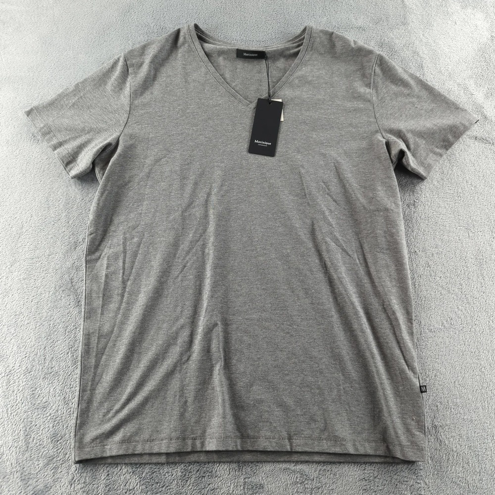 Matinique Shirt Mens‎ XL Gray V Neck Madelink Cotton Stretch T-Shirt Copenhagen